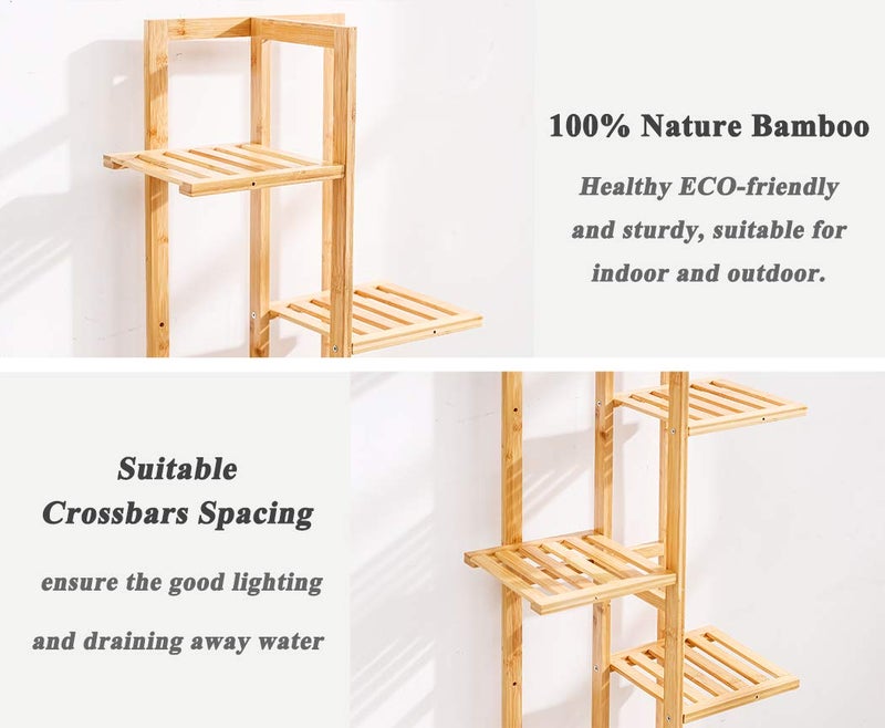 COPREE Bamboo 6 Tier 7 Potted Plant Stand Rack Multiple Flower Pot Holder Shelf Indoor Outdoor Planter Display Shelving Unit for Patio Garden Corner Balcony Living Room - Image 3